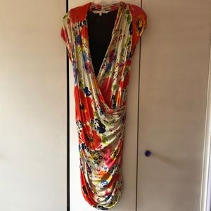 Rachel Roy Flowered Wrap Dress L